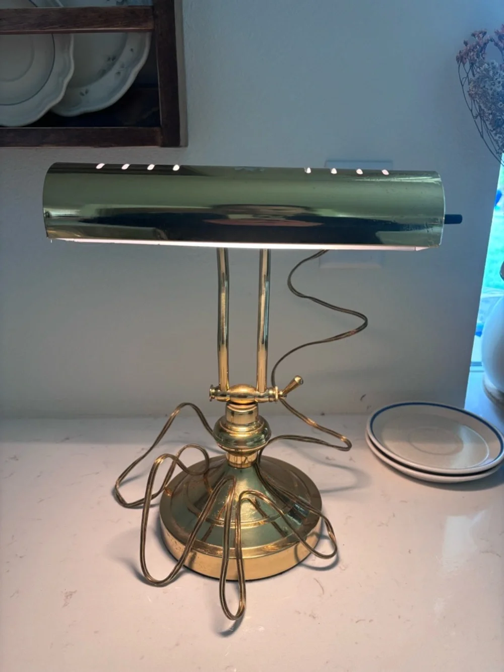 Vintage Brass bankers Desk Lamp - Brass Finish set of 2